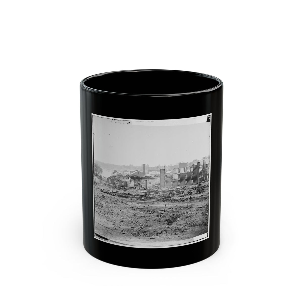 Richmond, Va. Guns And Ruined Buildings Near The Tredegar Iron Works (U.S. Civil War) Black Coffee Mug