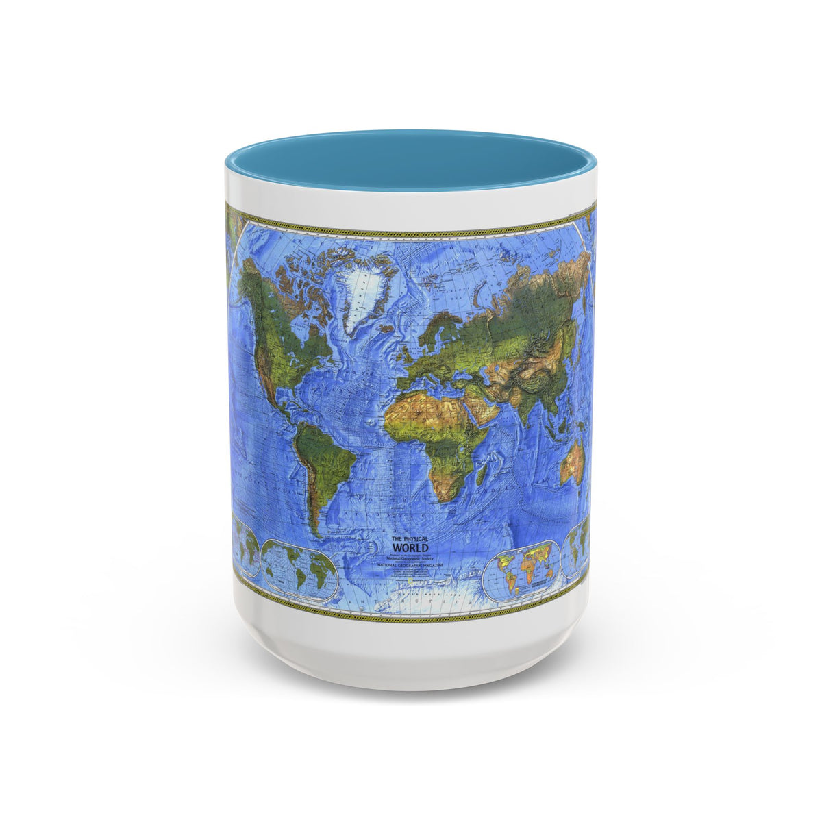 World Map - The Physical World (1975) (Map) Accent Coffee Mug