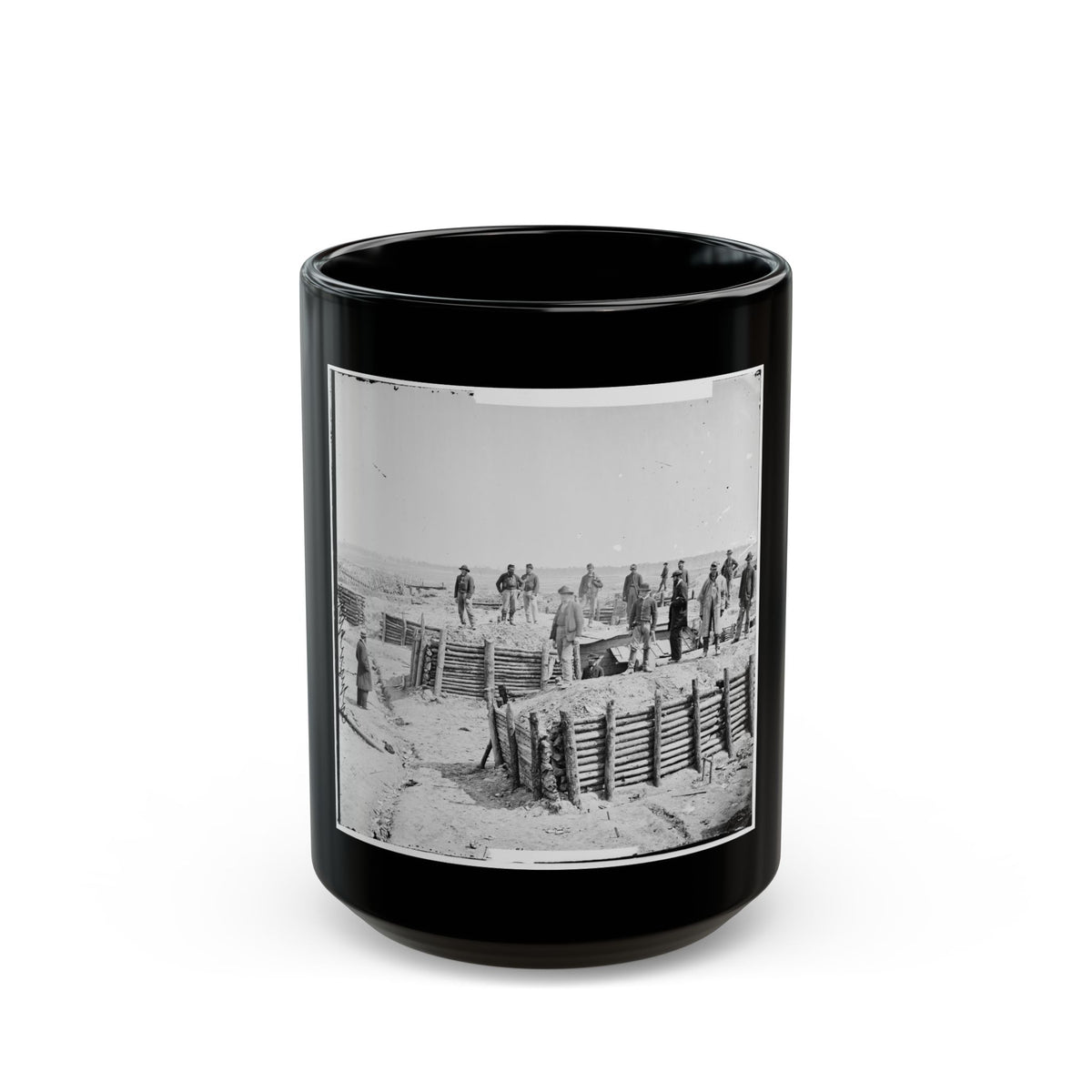 Petersburg, Va. Breastworks Of The Confederate Fort Mahone ( Fort Damnation ) (U.S. Civil War) Black Coffee Mug