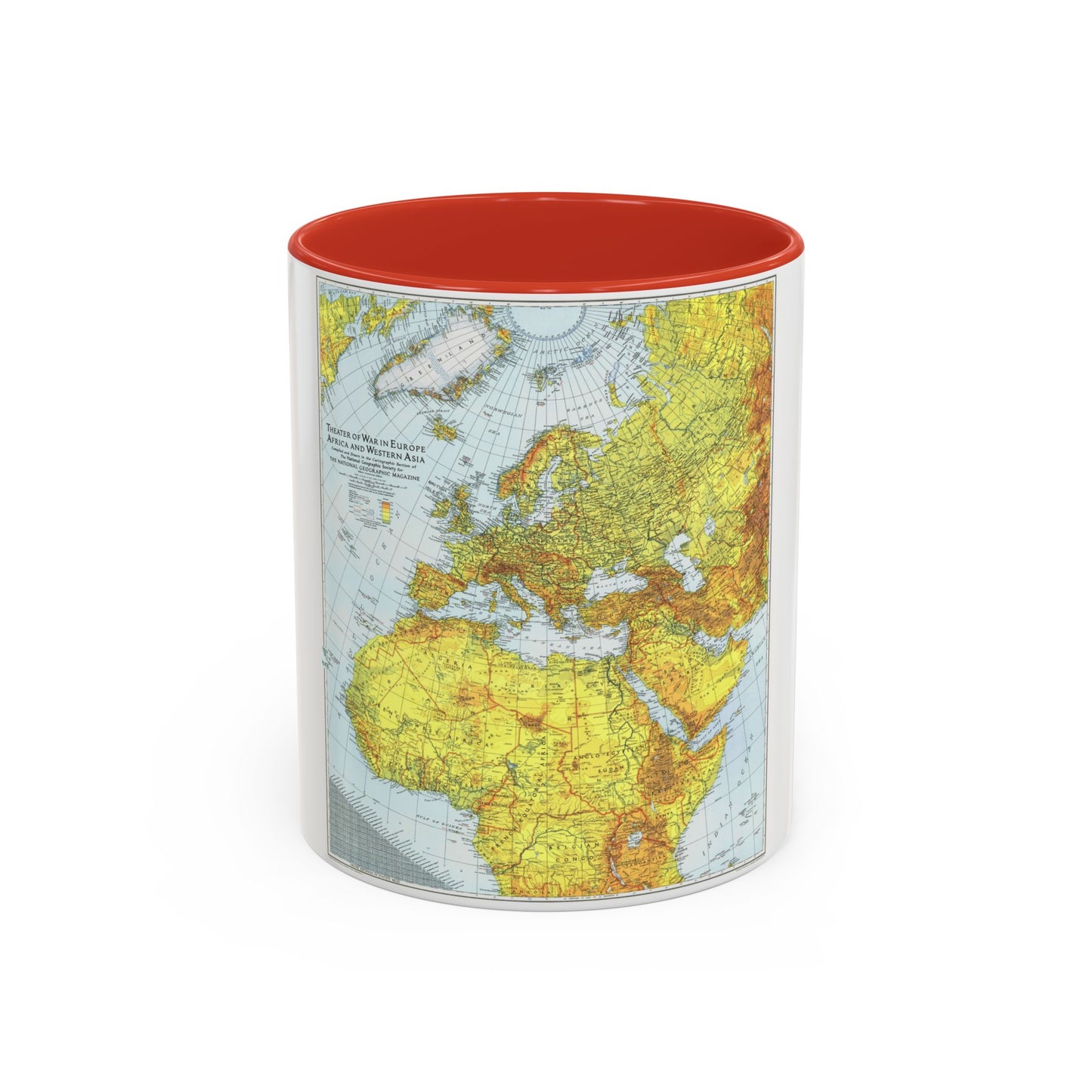 Europe, Africa, and Western Asia - Theater of War (1942) (Map) Accent Coffee Mug