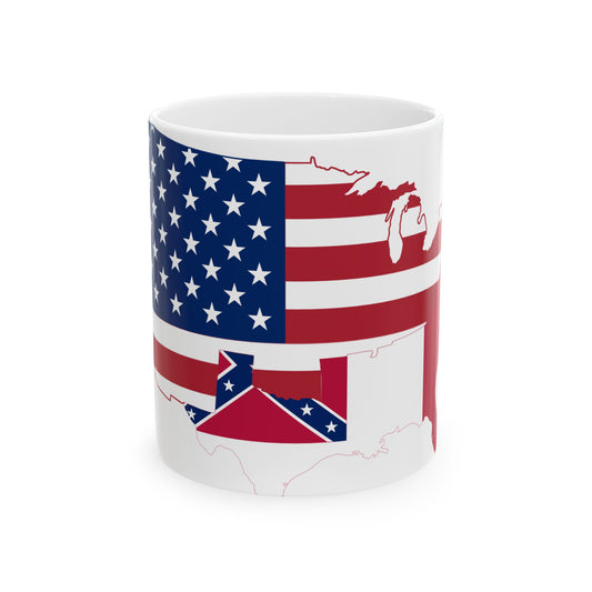 Flag-map of the United and Confederate States (United States) White Coffee Mug