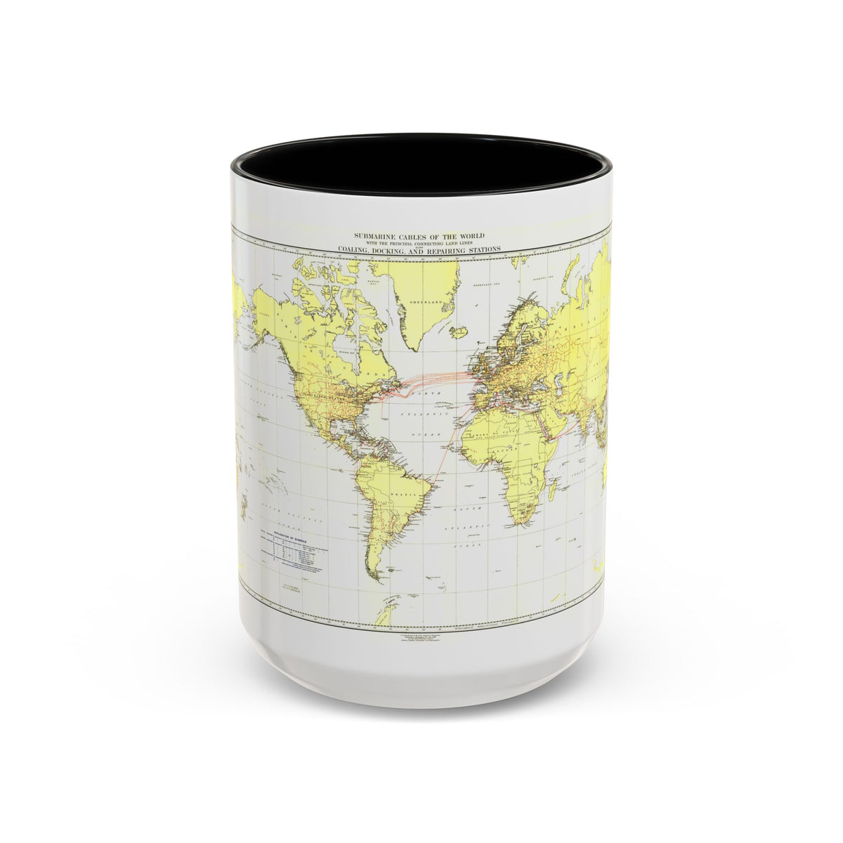 Submarine Cables of the World (1896) (Map) Accent Coffee Mug