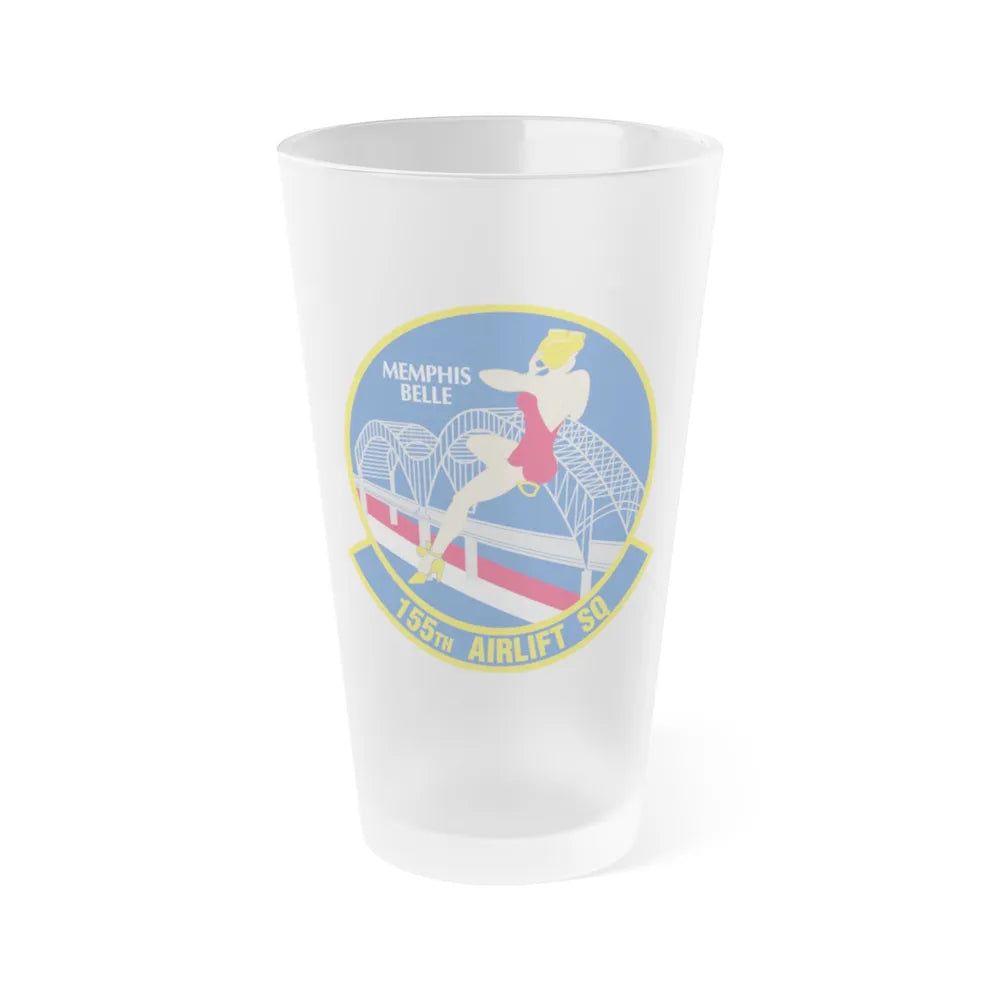 155 Airlift Squadron (U.S. Air Force) Frosted Pint Glass 16oz-16oz-Frosted-Go Mug Yourself