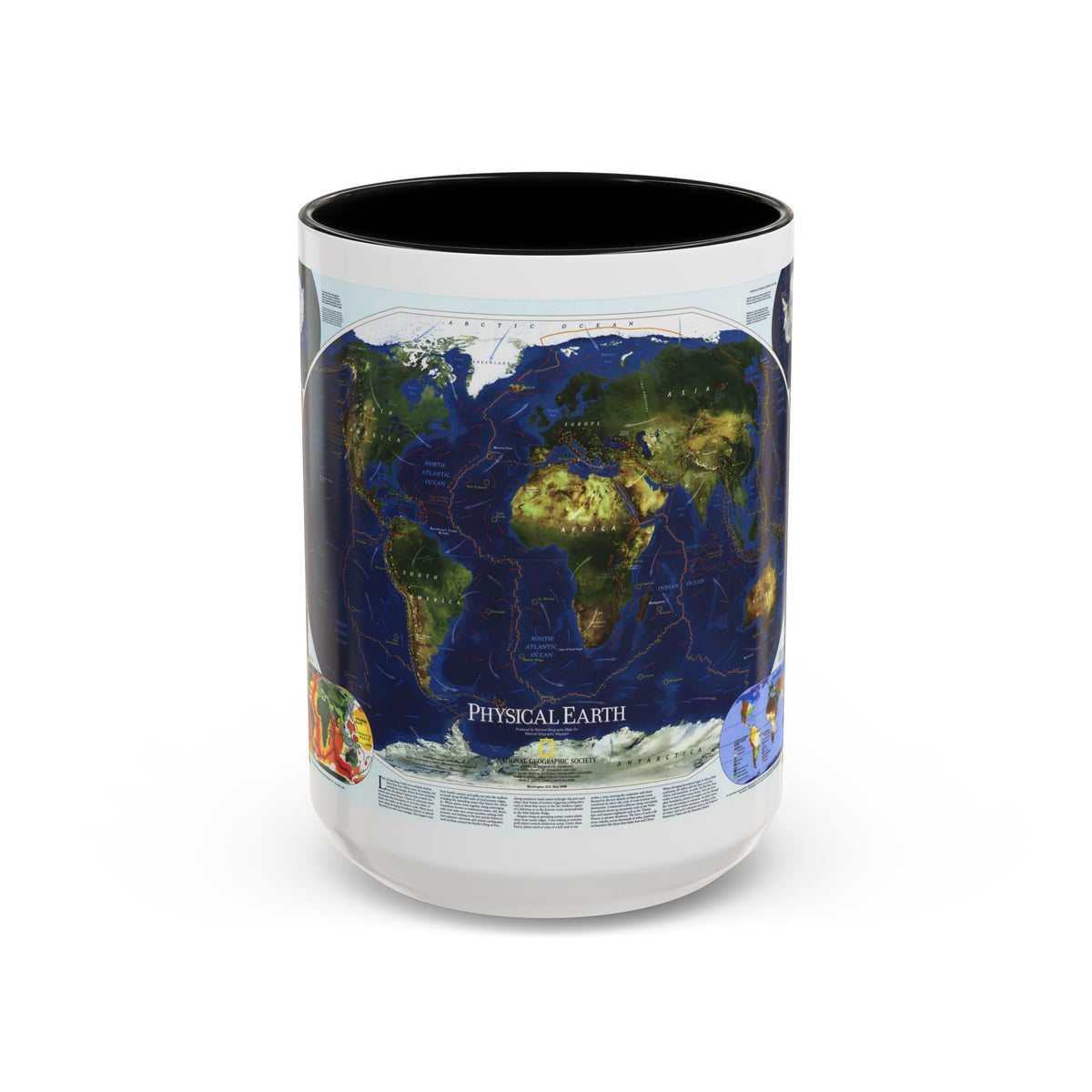 World Map - Physical Earth 1 (1998) (Map) Accent Coffee Mug