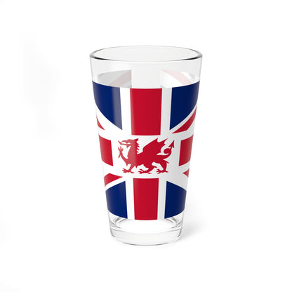 Union Flag including Wales (United Kingdom) Pint Glass 16oz