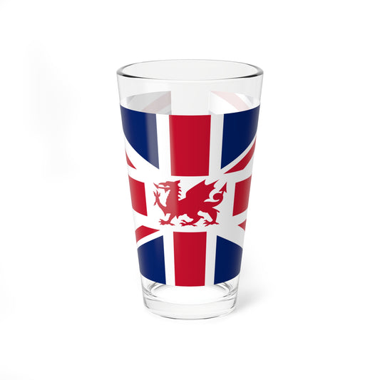 Union Flag including Wales (United Kingdom) Pint Glass 16oz