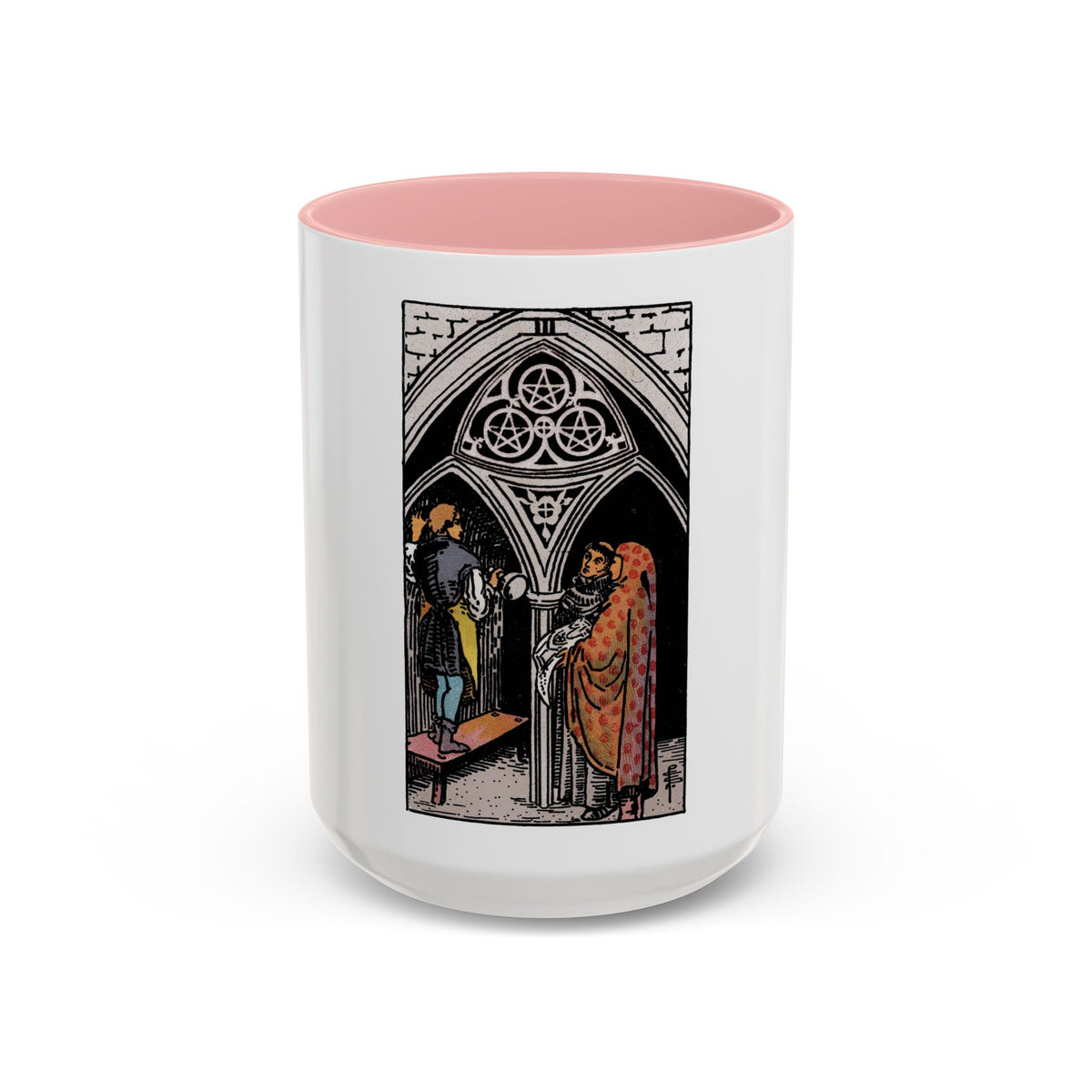 The 3 of Pentacles (Tarot Card) Accent Coffee Mug