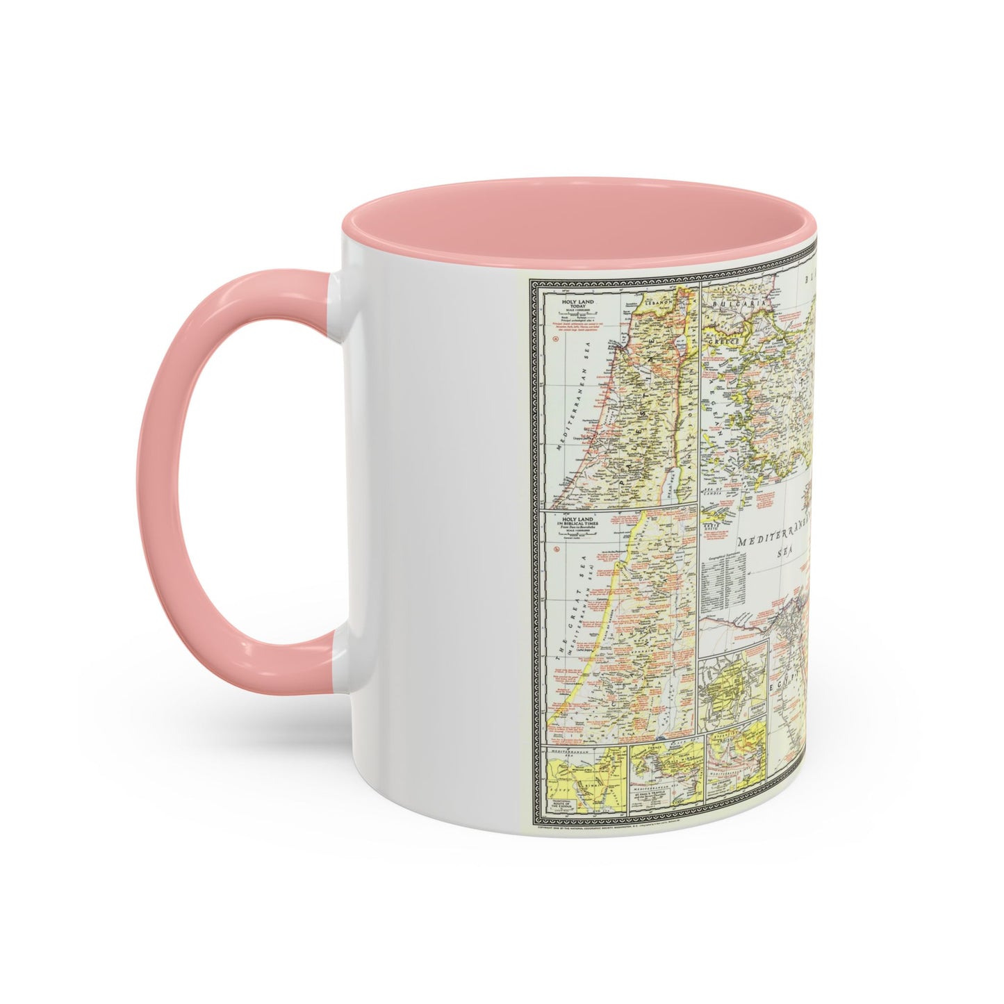 Middle East - Bible Lands and the Cradle of Western Civilization (1946) (Map) Accent Coffee Mug