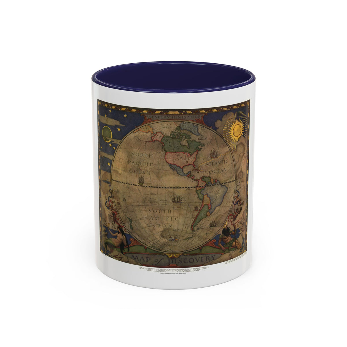 Map of Discovery- Western Hemisphere (1928) (Map) Accent Coffee Mug