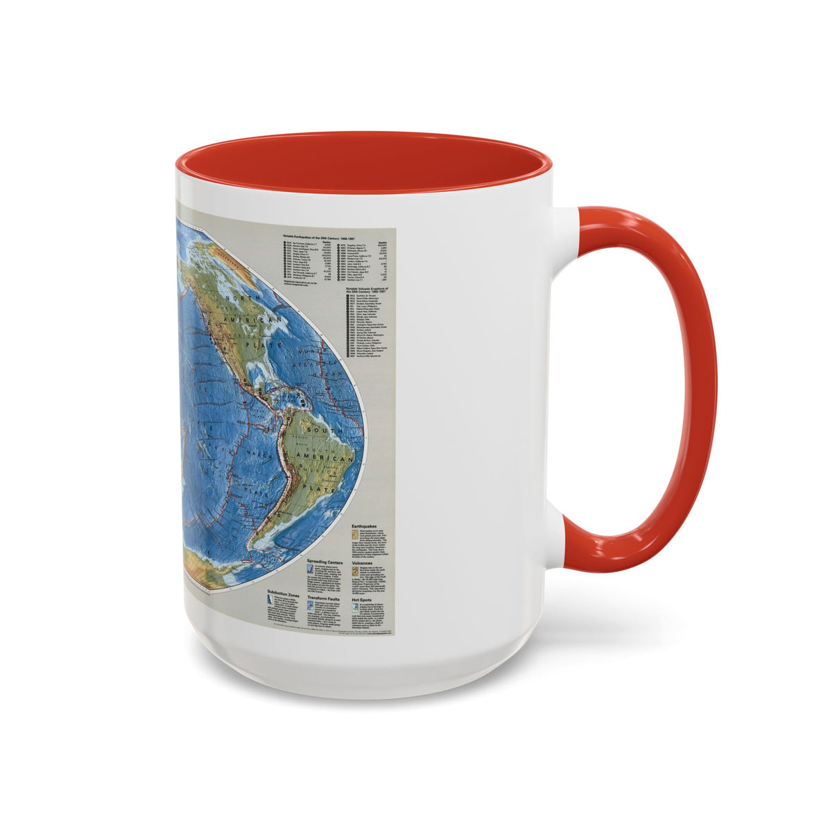 World Map - Tectonic Plates (1999) (Map) Accent Coffee Mug
