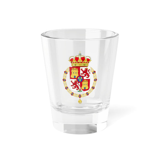 Lesser Royal Coat of Arms of Spain 1700-1868 and 1834-1930 Golden Fleece Variant (Spain) (Coat of Arms) Shot Glass 1.5oz