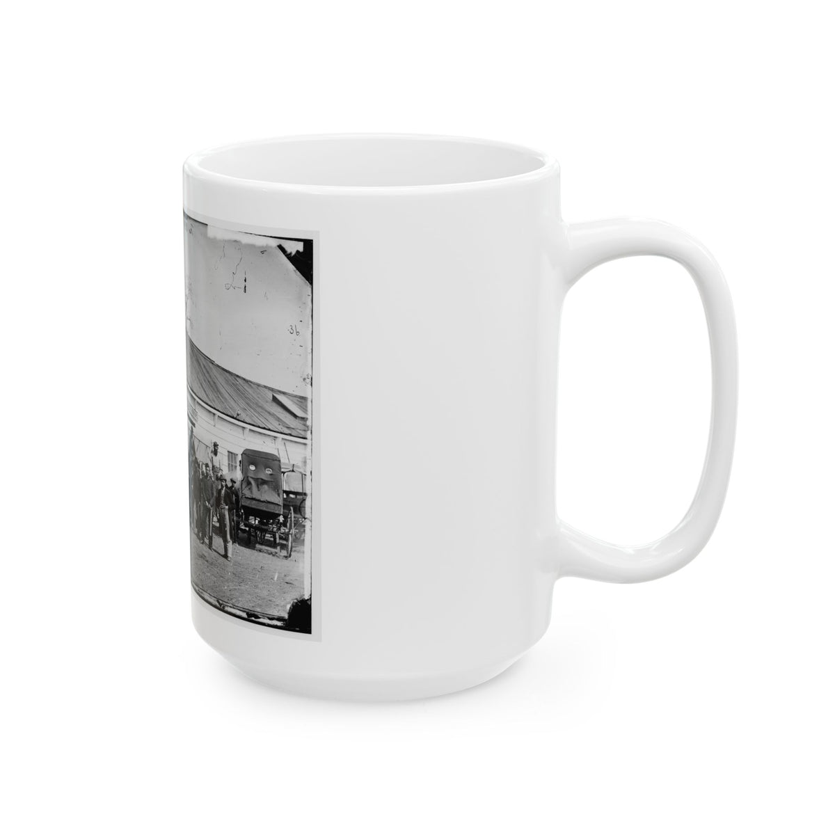 Washington, D.C. Workmen In Front Of The Ambulance Shop (U.S. Civil War) White Coffee Mug