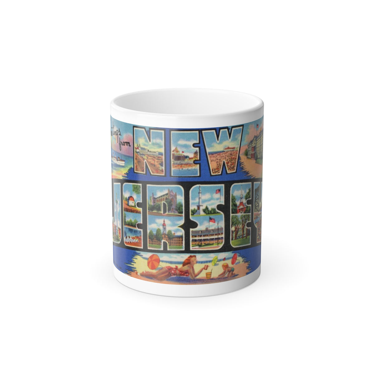 Greetings from New Jersey (Greeting Postcards) Color Changing Mug 11oz