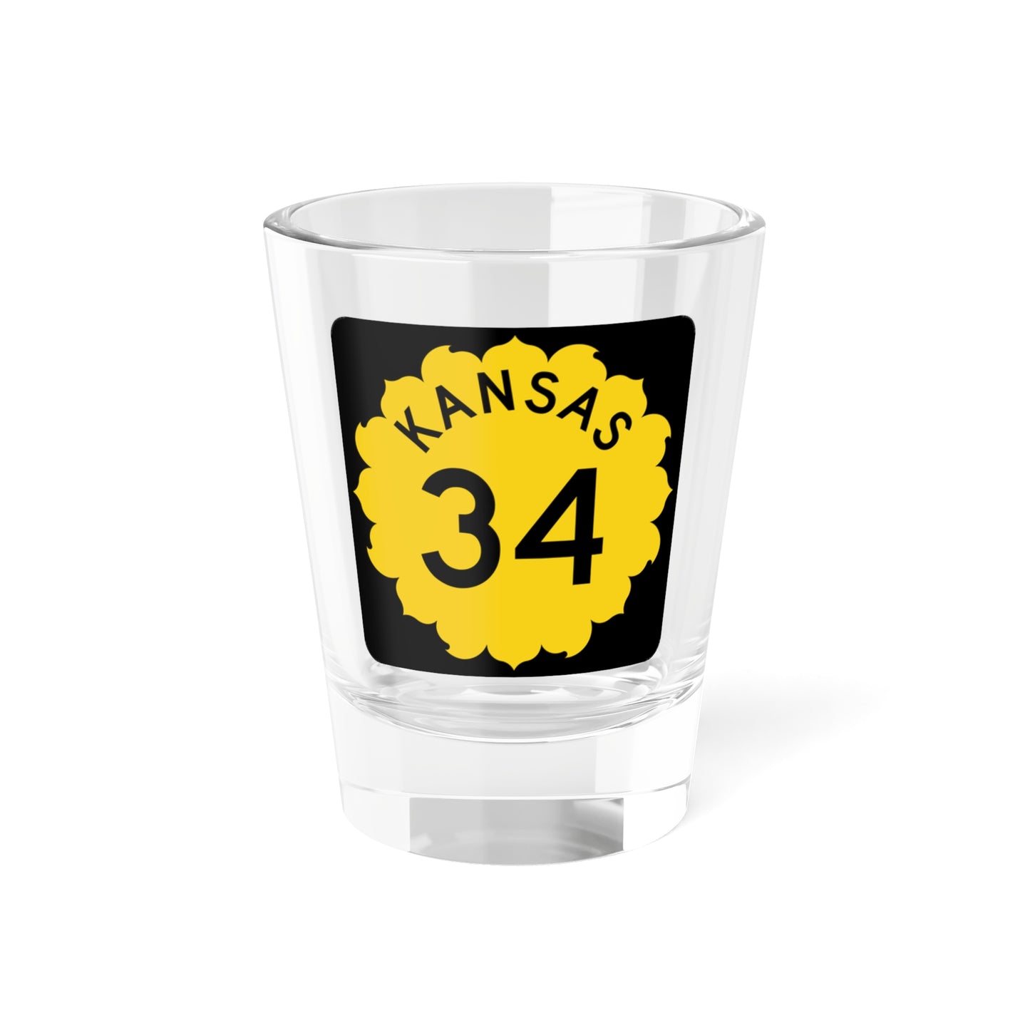 K-34 1962 (Kansas) (Road Sign) Shot Glass 1.5oz