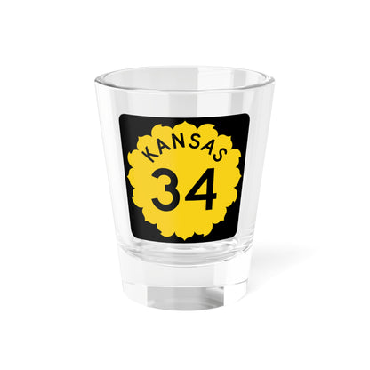 K-34 1962 (Kansas) (Road Sign) Shot Glass 1.5oz