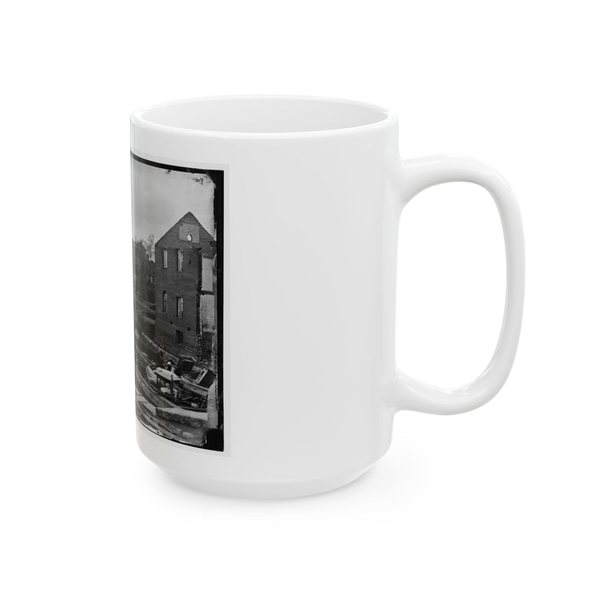 Richmond, Va. Barges With African Americans On The Canal; Ruined Buildings Beyond (U.S. Civil War) White Coffee Mug