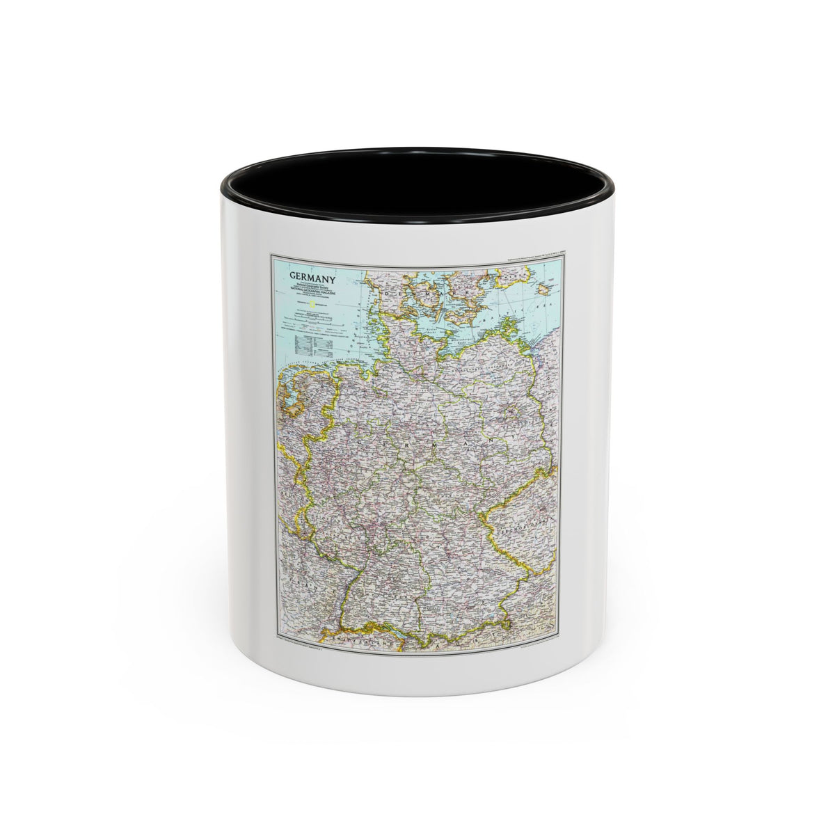 National Geographic political map of Germany in pale cream and gold, with the Baltic and North Seas.