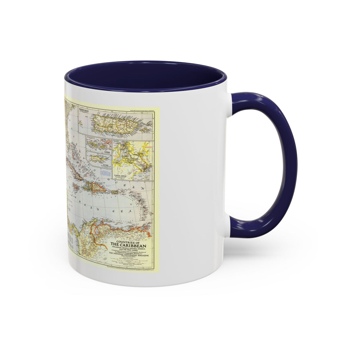 Central America - The Caribbean (1947) (Map) Accent Coffee Mug