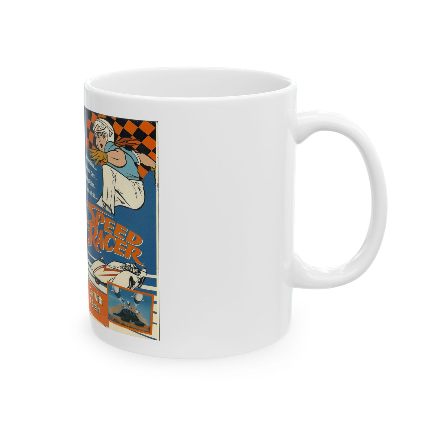 SPEED RACER CAR WITH A BRAIN (VHS COVER) - White Coffee Mug