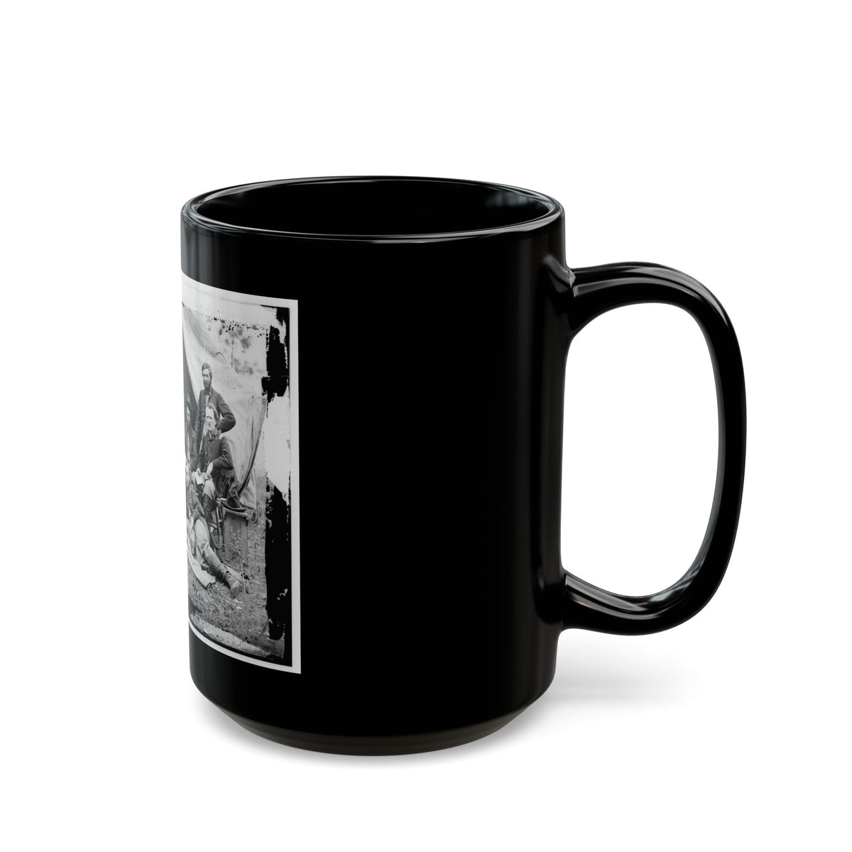 The Peninsula, Va. The Staff Of Gen. Fitz-John Porter; Lts. William G. Jones And George A. Custer Reclining (U.S. Civil War) Black Coffee Mug
