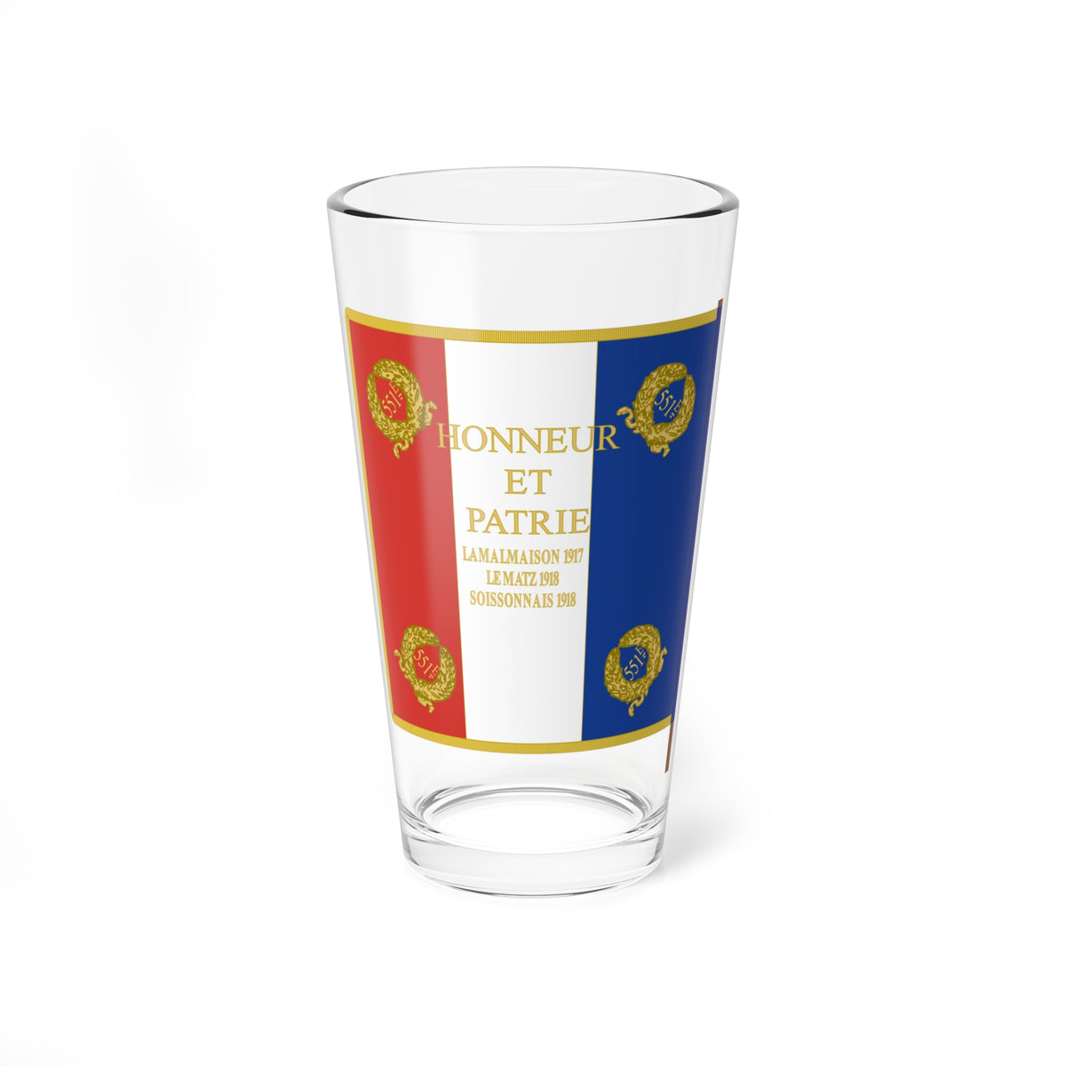 Drapeau 551e regiment de chars de combat (France) Pint Glass 16oz