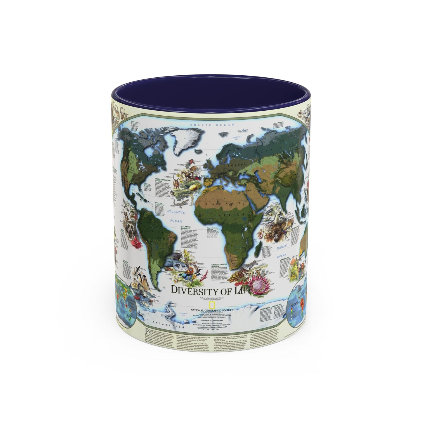 World Map - Diversity of Life (1999) (Map) Accent Coffee Mug