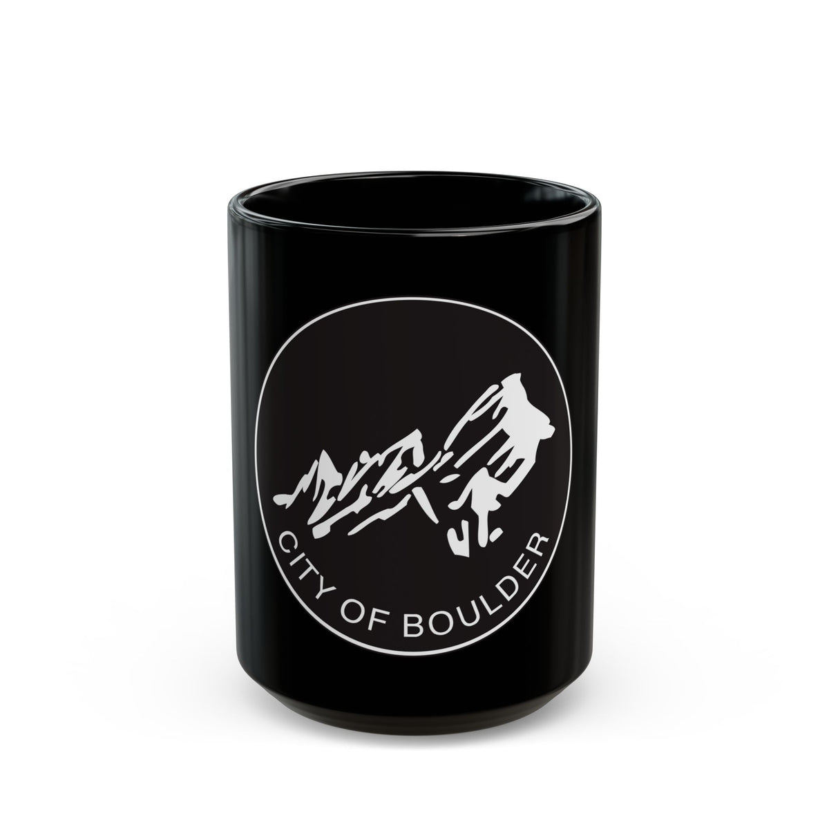 Seal of Boulder Colorado - Black Coffee Mug