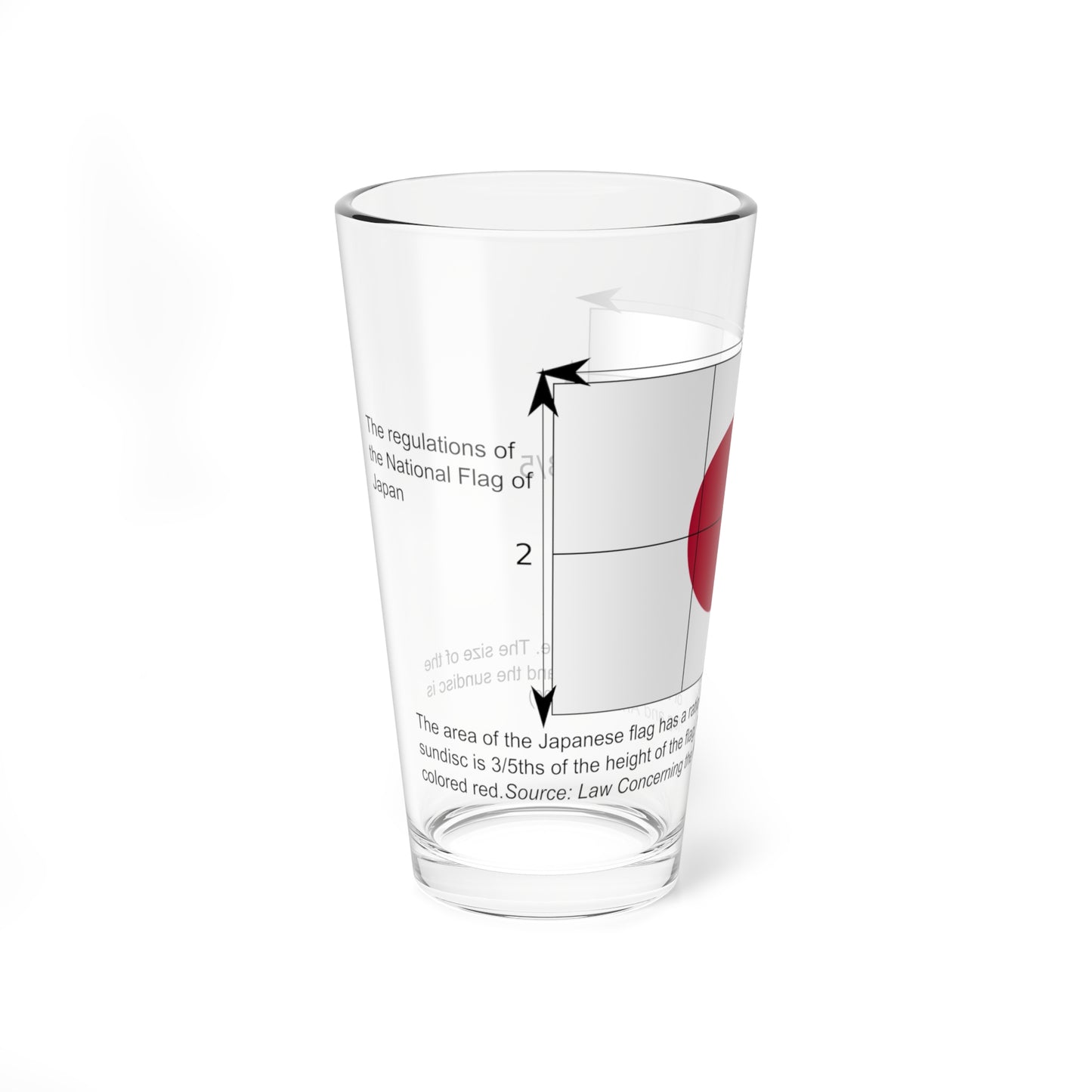 Construction sheet of the Japanese flag EN (Japan) Pint Glass 16oz