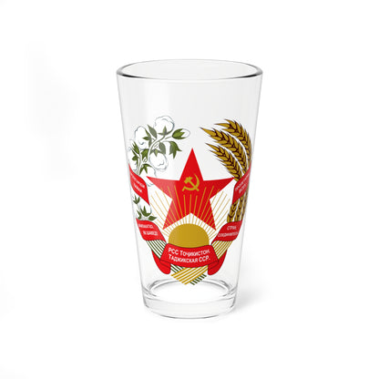 Emblem of the Tajik SSR (Soviet Union) (Coat of Arms) Pint Glass 16oz