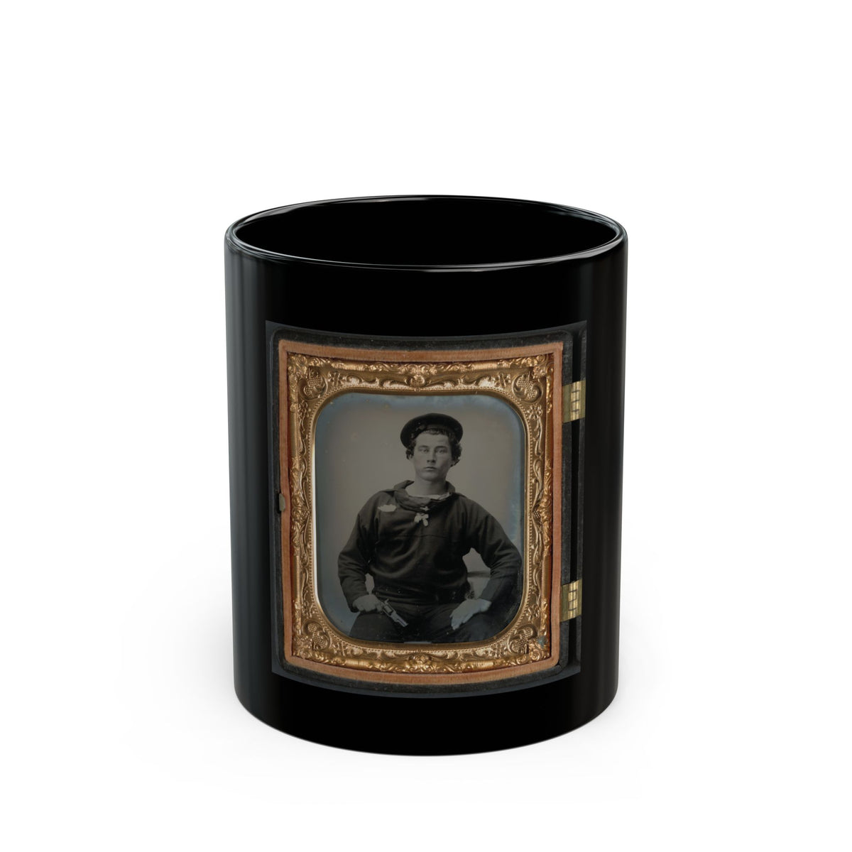 Unidentified Sailor In Union Uniform With Pistol (U.S. Civil War) Black Coffee Mug