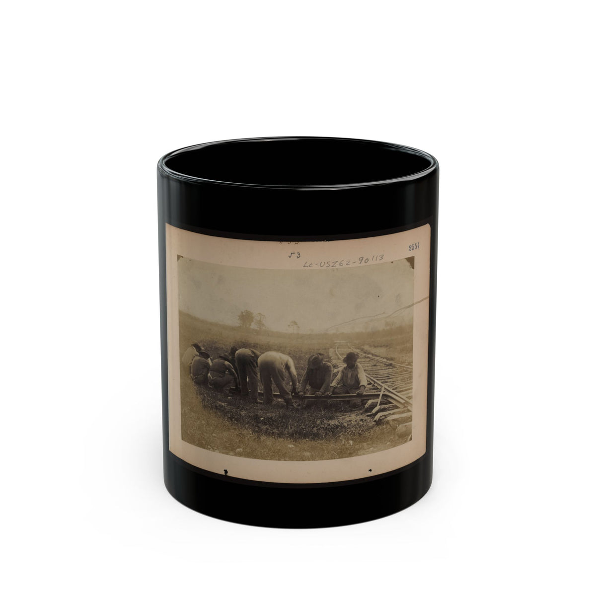 Military Railroad Operations In Northern Virginia  African American Laborers Twisting Rail (U.S. Civil War) Black Coffee Mug