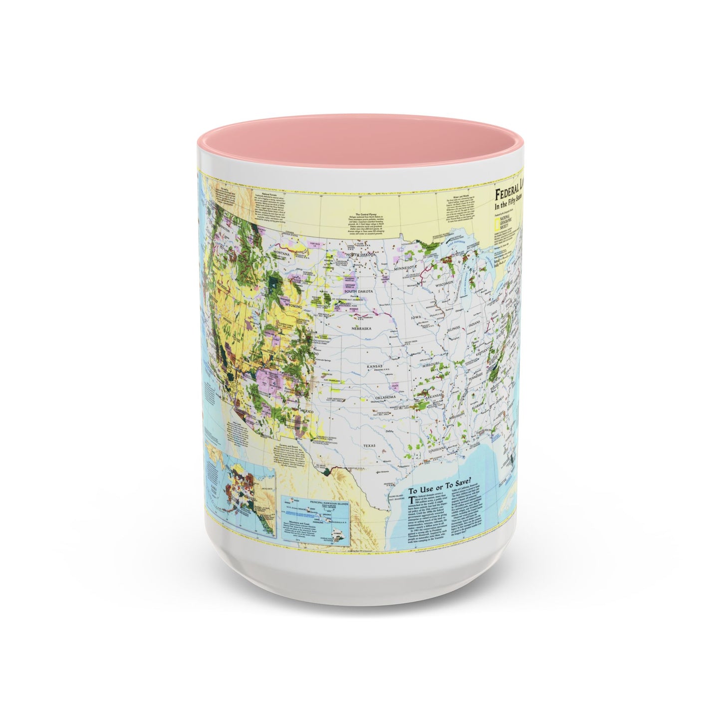 USA - Terres fédérales dans les cinquante États (1996) (Carte) Tasse à café décorative