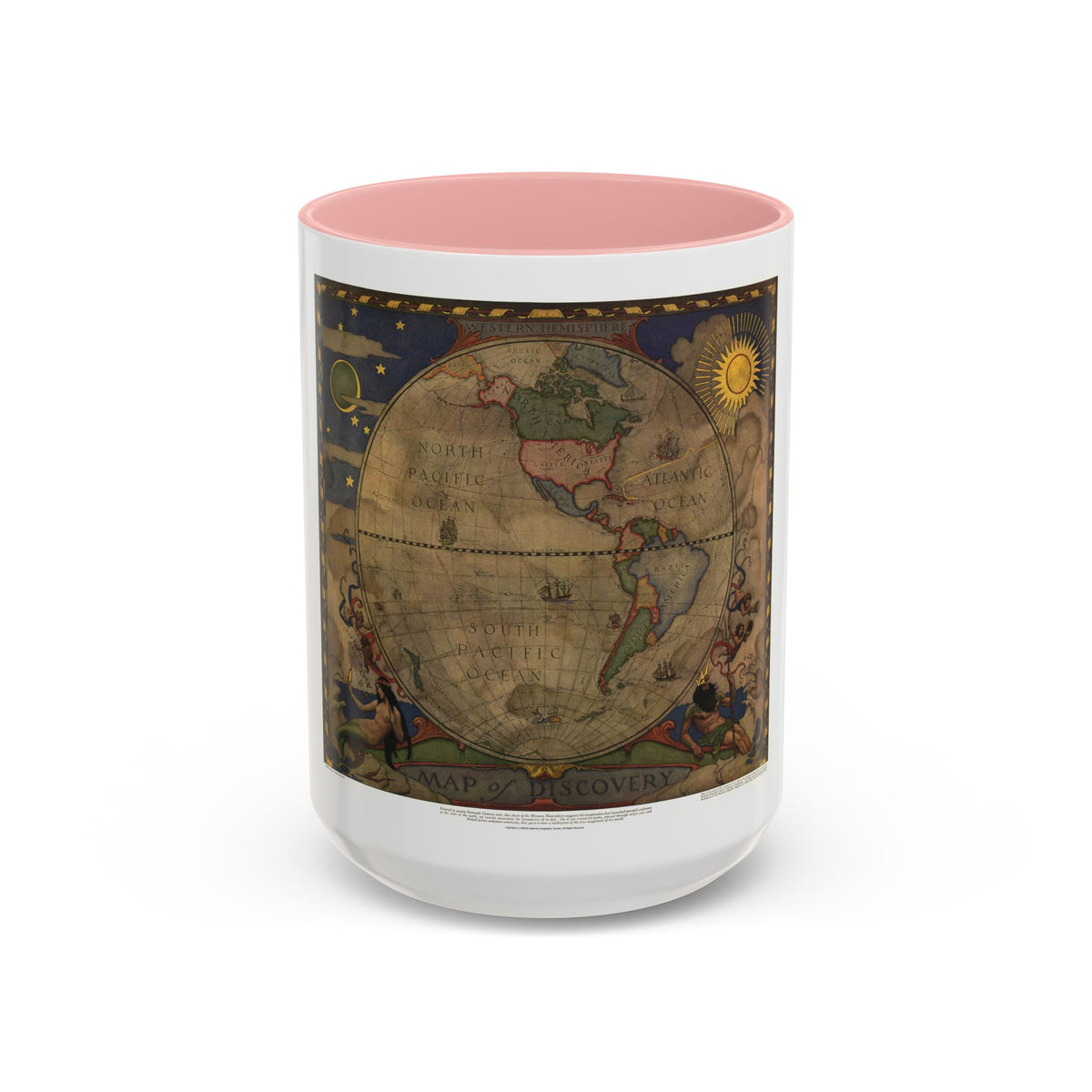 Map of Discovery- Western Hemisphere (1928) (Map) Accent Coffee Mug
