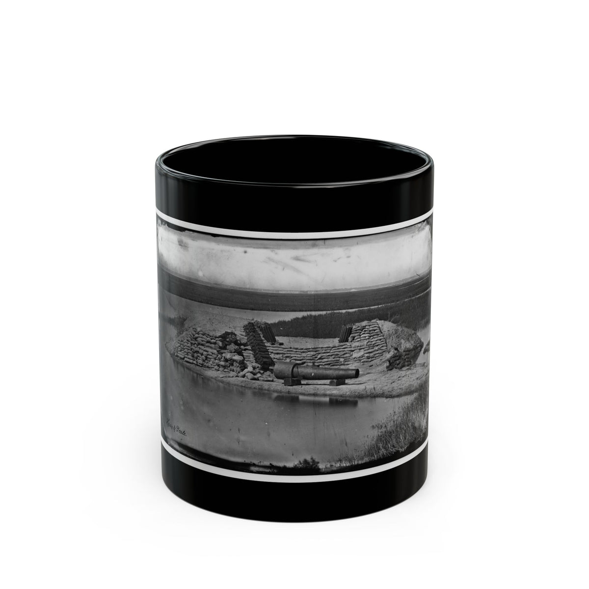 Morris Island, South Carolina. Battery Hays. One 8-Inch Parrot Rifle Dismounted. Breaching Battery Against Fort Sumter (U.S. Civil War) Black Coffee Mug