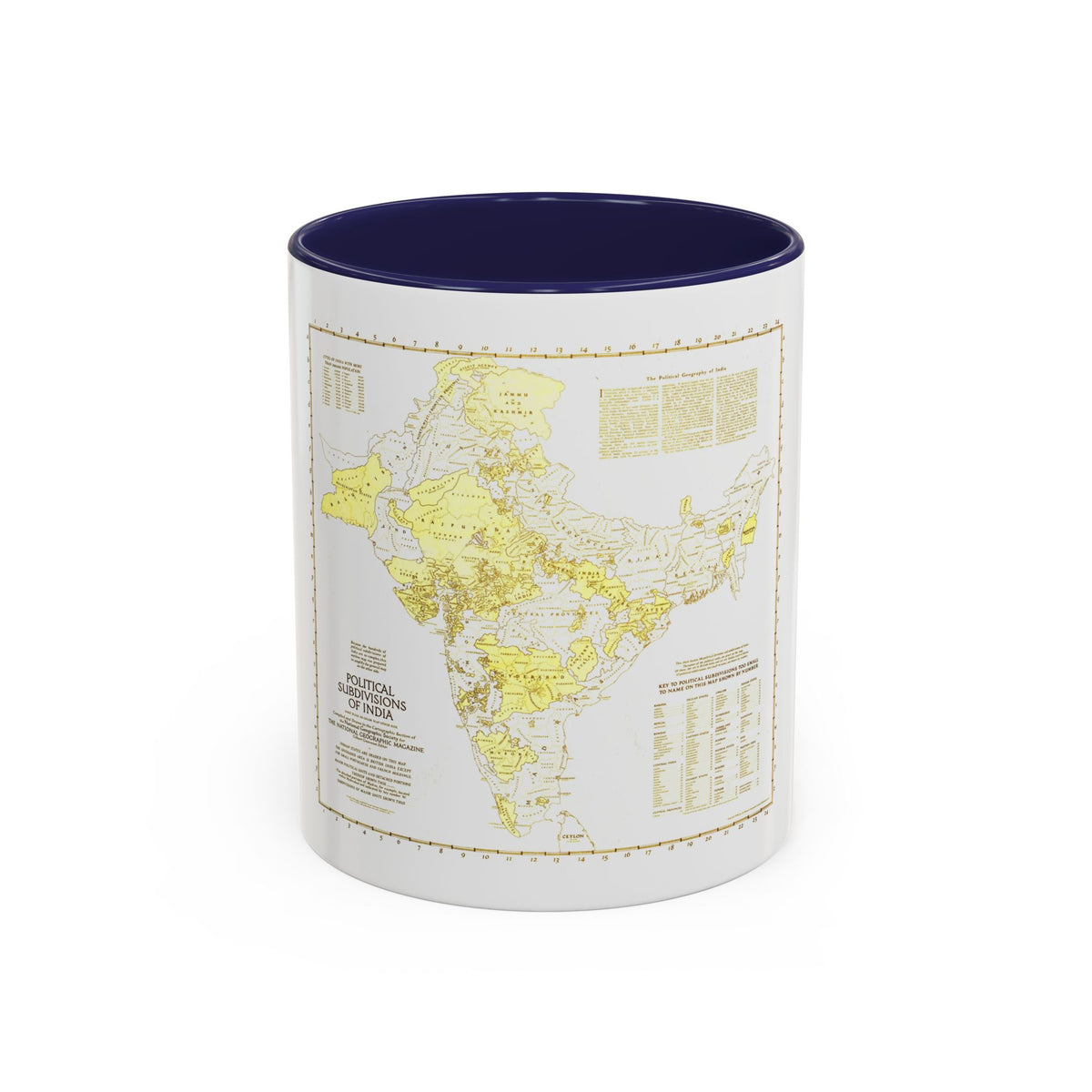 India - Political Subdivisions (1946) (Map) Accent Coffee Mug