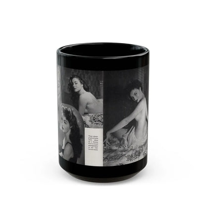 Julie Newmar #602 - Pages 15-16 Pages 3 & 4 of 6 with, Julie+3 B&W Photos & Caption from SPICK Pocket Mag. April '58 (Vintage Female Icon) Black Coffee Mug-15oz-Go Mug Yourself