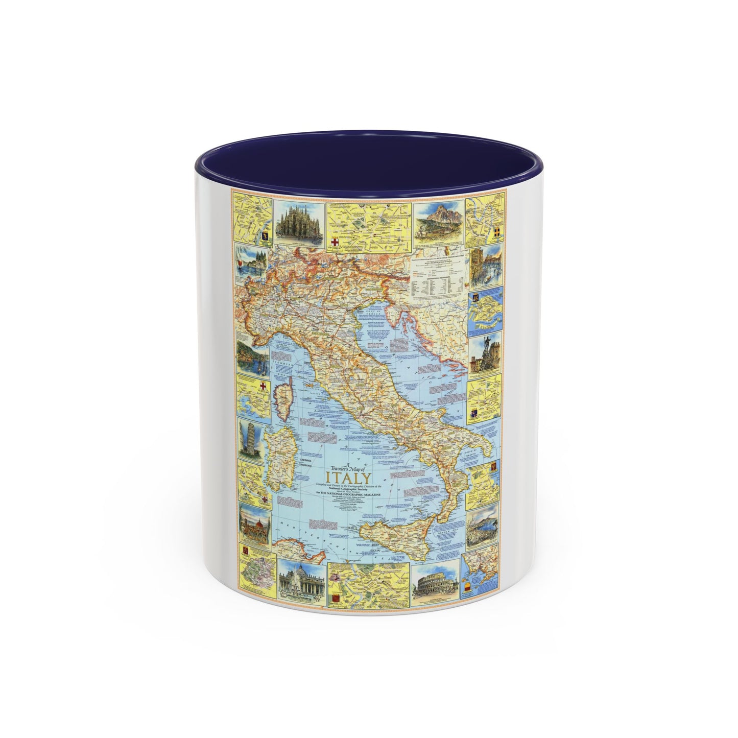 Italy - A Traveller's Map 1 (1970) (Map) Accent Coffee Mug