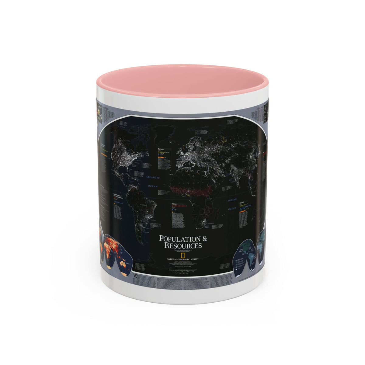 World Map - Population and Resources (1998) (Map) Accent Coffee Mug