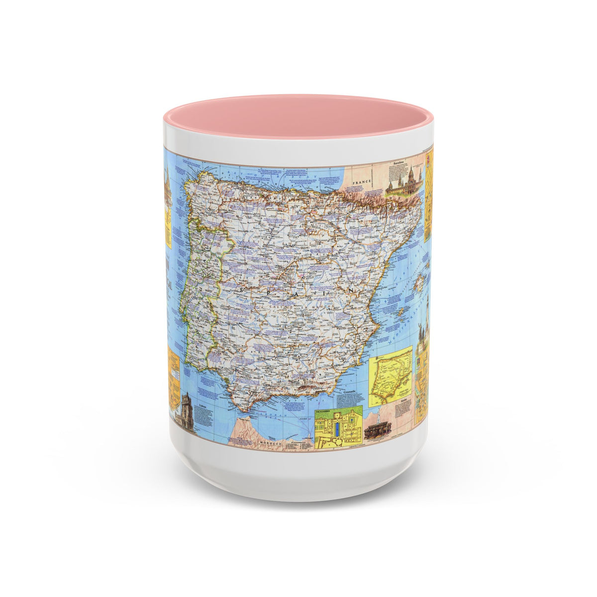 Spain and Portugal - A Traveller's Map 1 (1984) (Map) Accent Coffee Mug