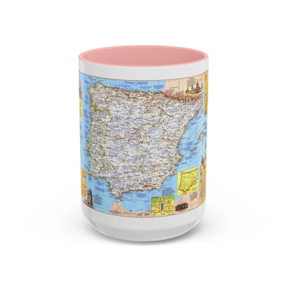 Spain and Portugal - A Traveller's Map 1 (1984) (Map) Accent Coffee Mug