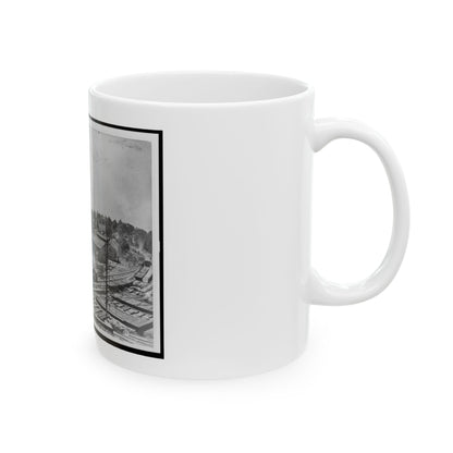View Of Atlanta, Georgia, With Railroad Cars In Left Foreground (U.S. Civil War) White Coffee Mug