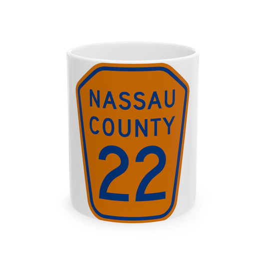 Nassau County 22 NY (New York) (Road Sign) White Coffee Mug