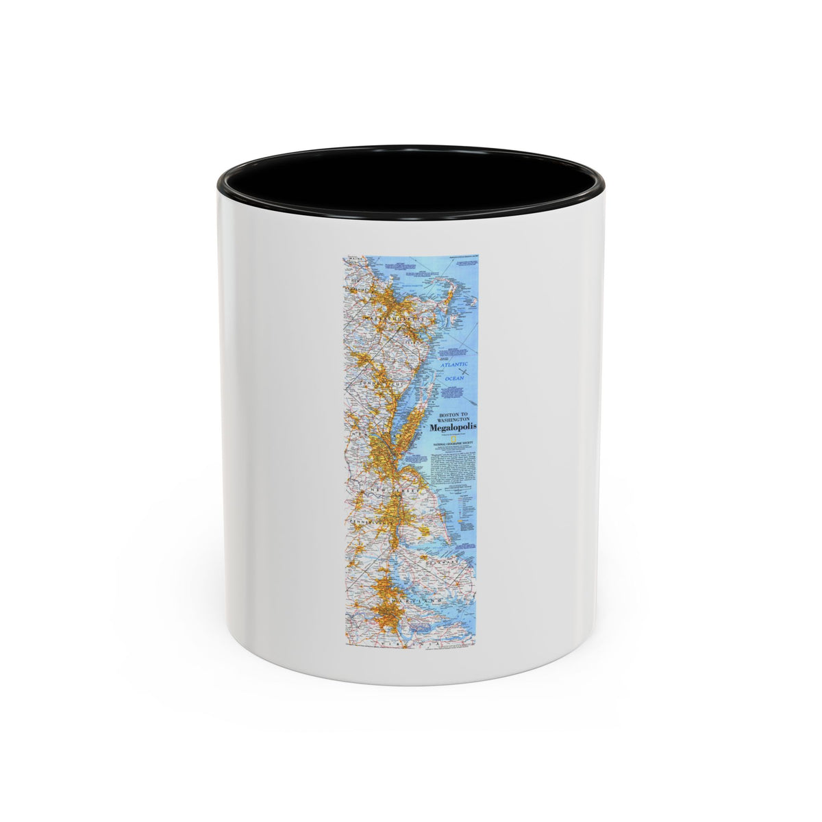 USA - Megalopolis- Boston to Washington (1994) (Map) Accent Coffee Mug