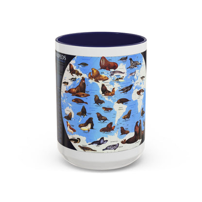 Pinnipeds Around the World (1987) (Map) Accent Coffee Mug