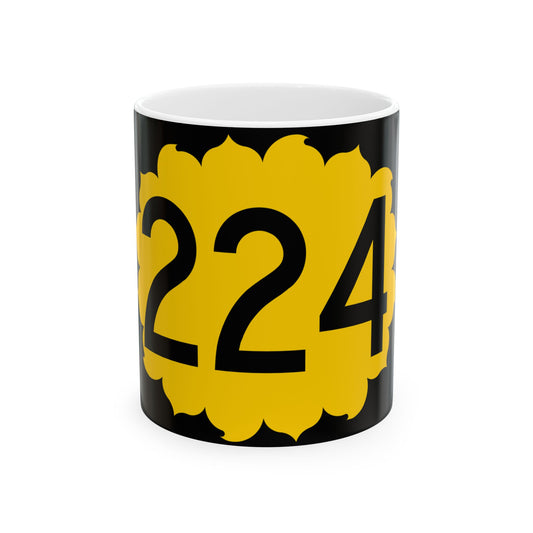 K-224 (Kansas) (Road Sign) White Coffee Mug