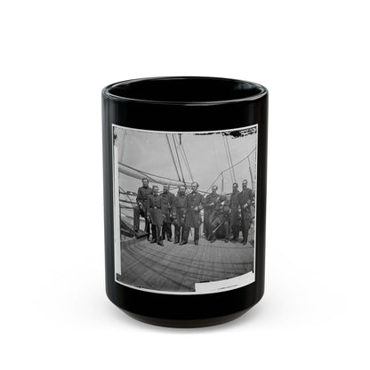 Charleston Harbor, S.C. Rear Admiral John A. Dahlgren (Fifth From Left) And Staff Aboard U.S.S. Pawnee (U.S. Civil War) Black Coffee Mug
