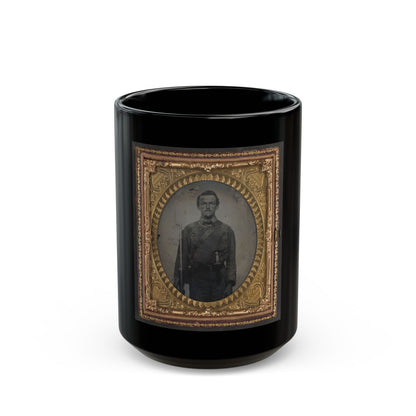 Unidentified Soldier In Confederate Uniform With Musket And Bowie Knife (U.S. Civil War) Black Coffee Mug