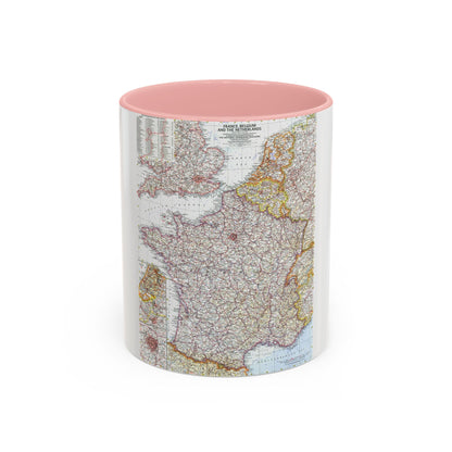 France, Belgium, and the Netherlands (1960) (Map) Accent Coffee Mug