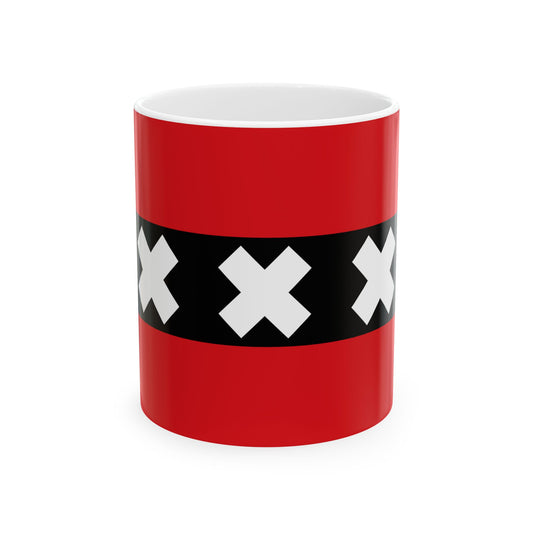 Flag of the national capital Amsterdam Netherlands - White Coffee Mug-11oz-Go Mug Yourself