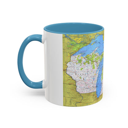 USA - Wisconsin, Michigan ,Great Lakes 1 (1973) (Map) Accent Coffee Mug